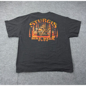 Y2K Sturgis Bike Week Shirt Mens XL Vintage Biker Flame Lightning Grunge Skater